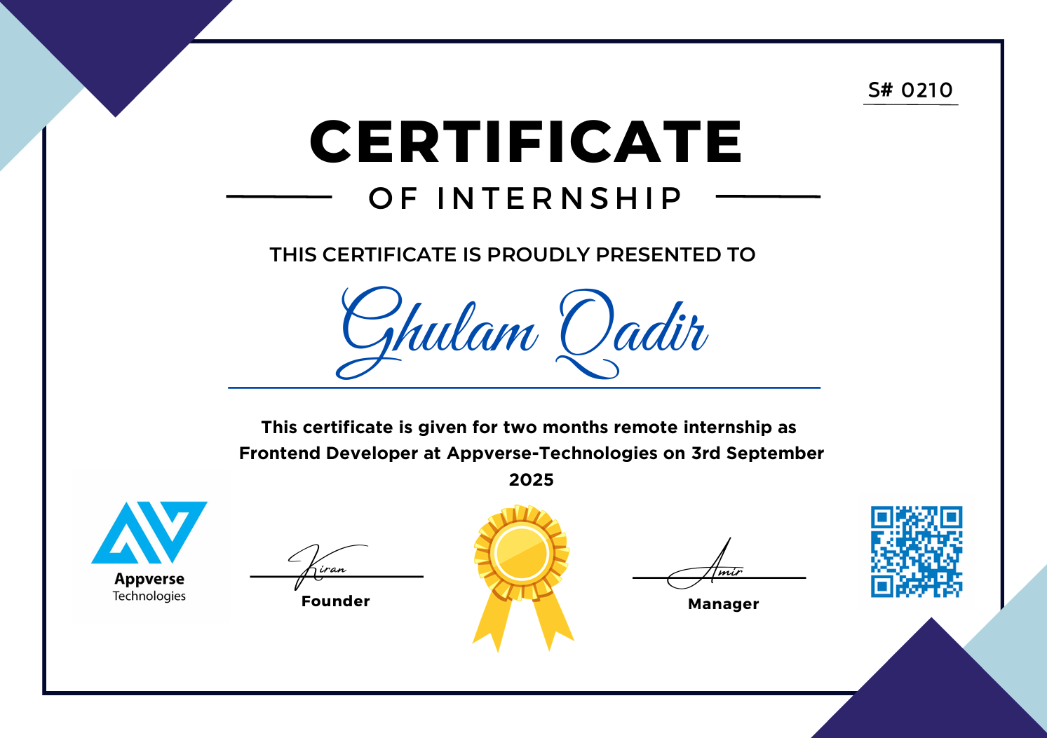 Internship Certificate - Innovista Rawal